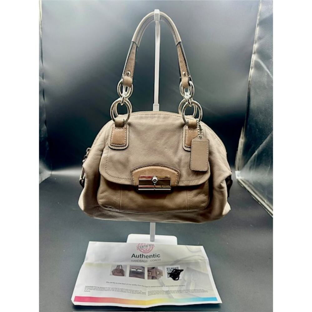 Coach Kristin Domed Satchel 19296 Leather Shoulder Bag Taupe Authentic with COA